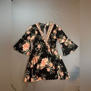 black square neck mini dress long sleeve Hope Modal Square Neck Long Sleeve Mini Dress in Black